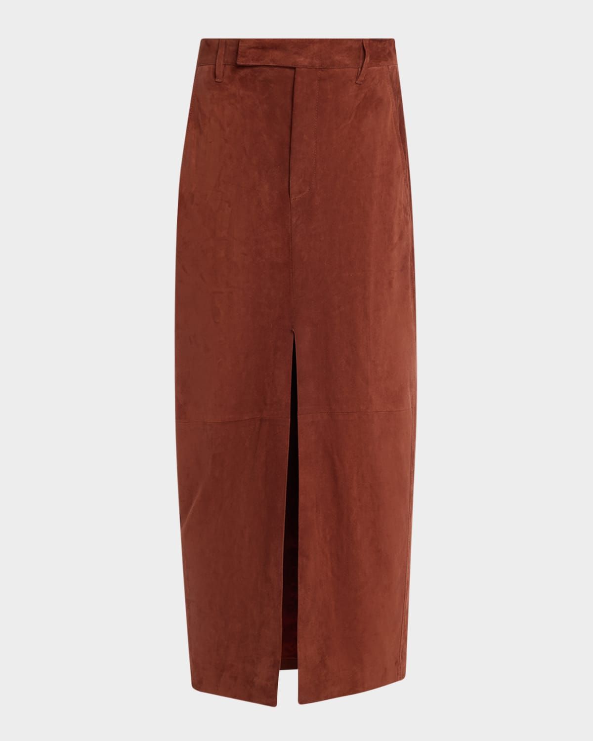 Suede Sartorial Skirt with Front Slit