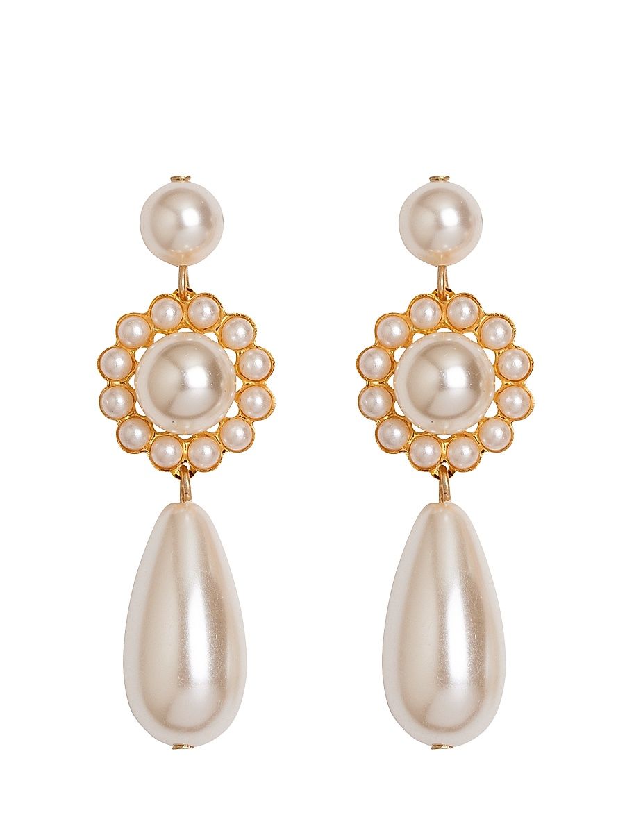 Women's Caretta 18K-Gold-Plated & Imitation Pearl Drop Earrings - White