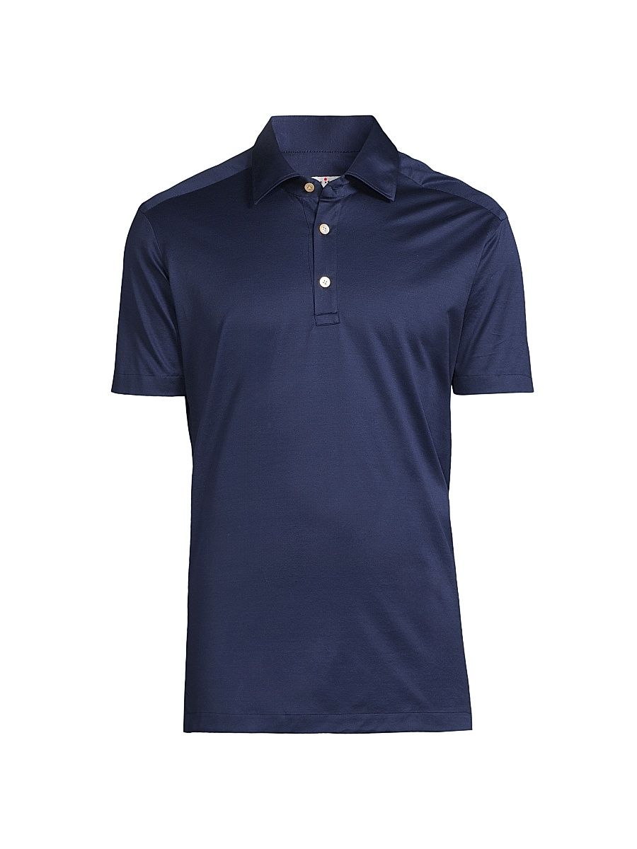 Men's Cotton Jersey Polo Shirt - Blue - Size 17.5