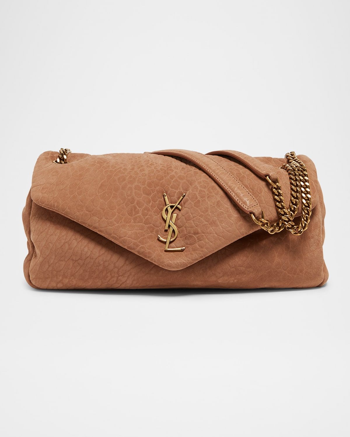 Calypso Medium YSL Shoulder Bag in Grained Nubuck Leather