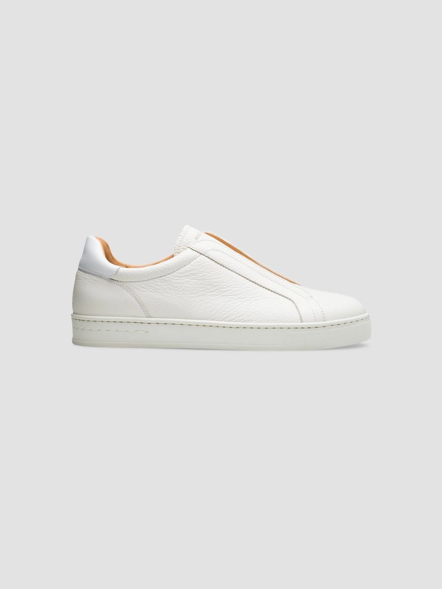 Magnanni Men's Gasol II Leather Low-Top Sneakers - Tumbled White - Size 7