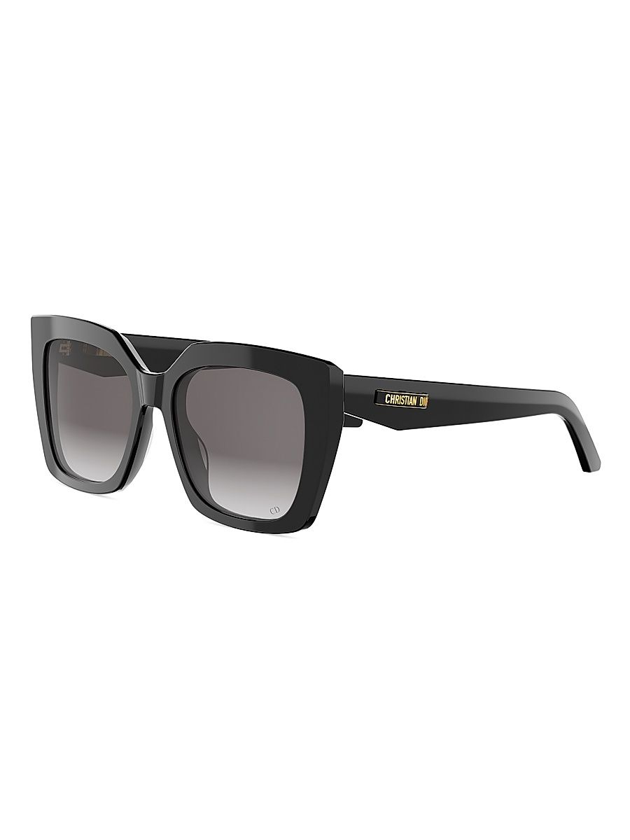 Women's CDior S5I 55MM Square Sunglasses - Shiny Black And Gradient Smoke