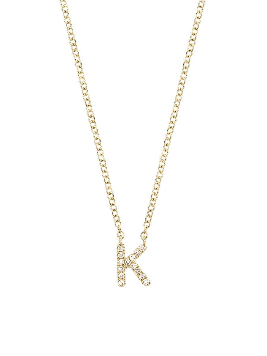 Women's 14K Yellow Gold & 0.03 TCW Diamond Initial Pendant Necklace - Initial G