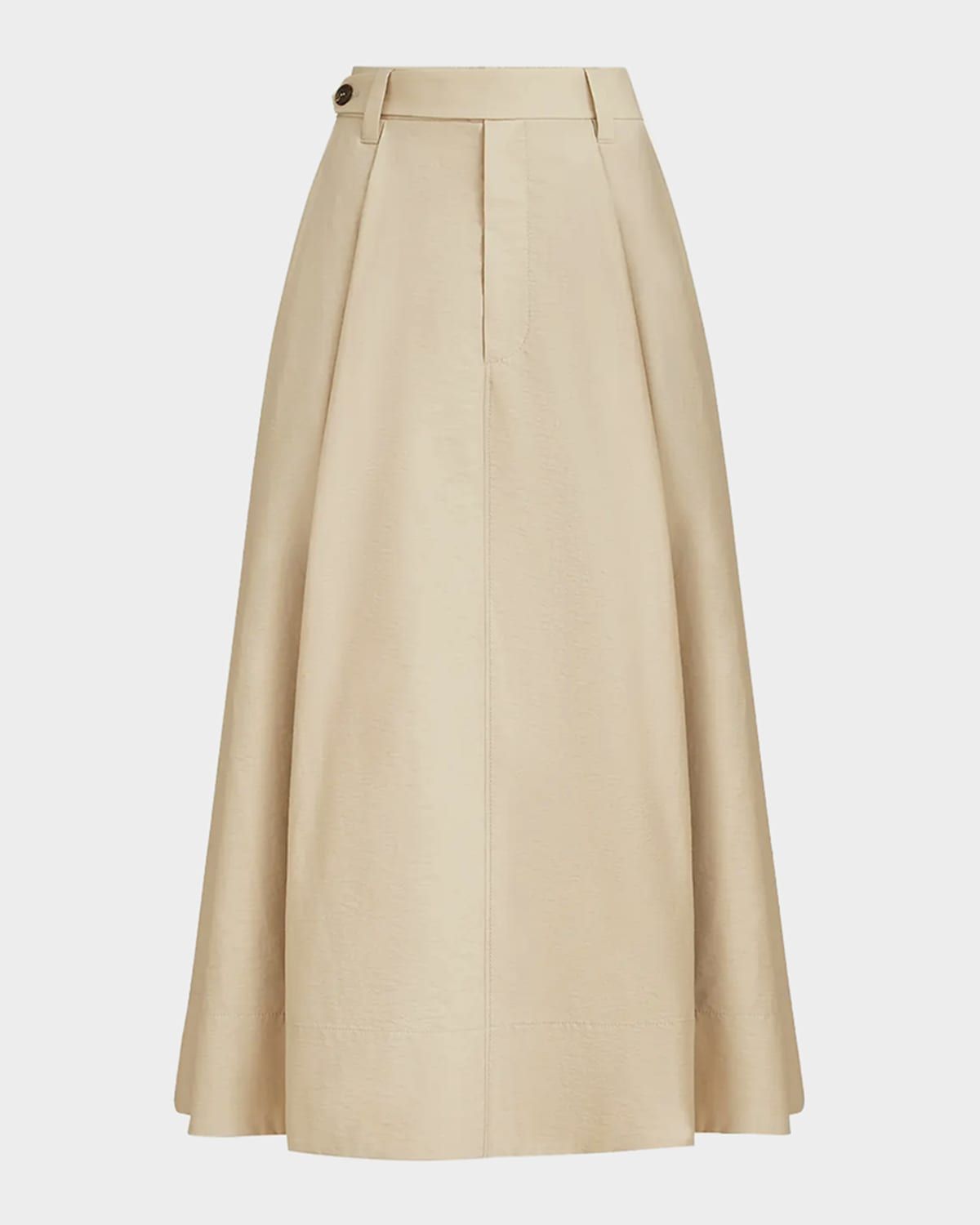 Techno Cotton Poplin A-Line Midi Skirt