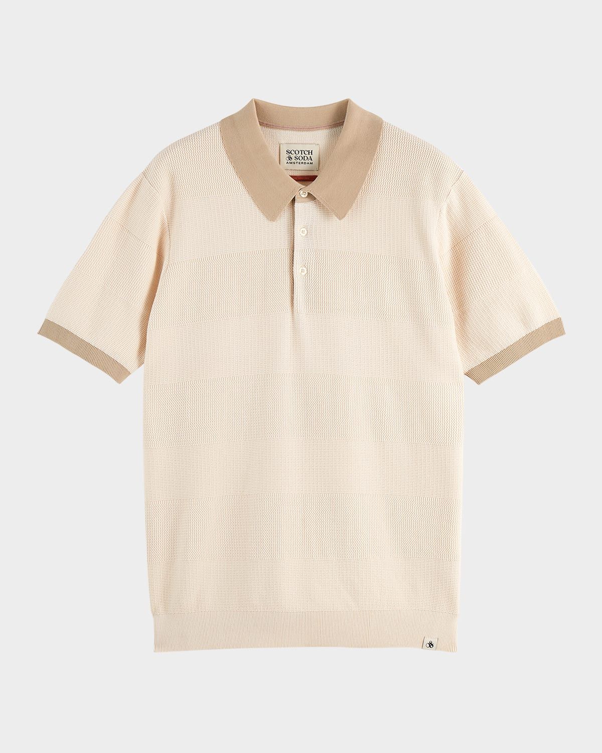 Men & apos;s Cotton Texture Knit Polo Shirt