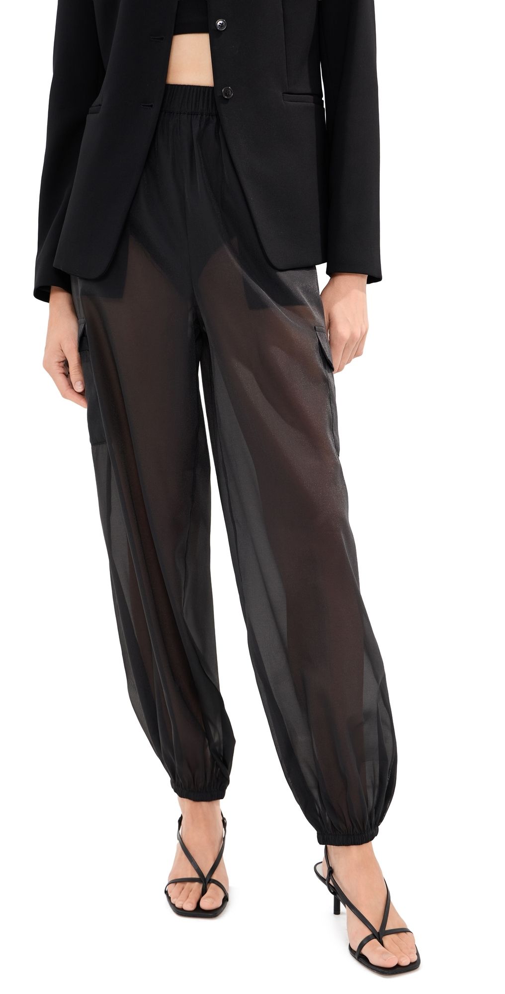 LE BOP Organza Cargo Pocket Pants Black XXS