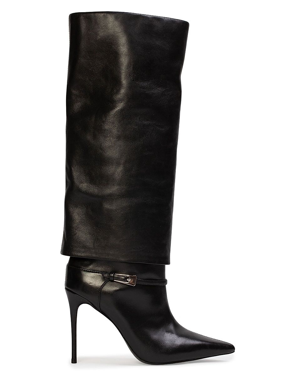 Women's Simone 100MM Leather Boots - Black Leather - Size 11