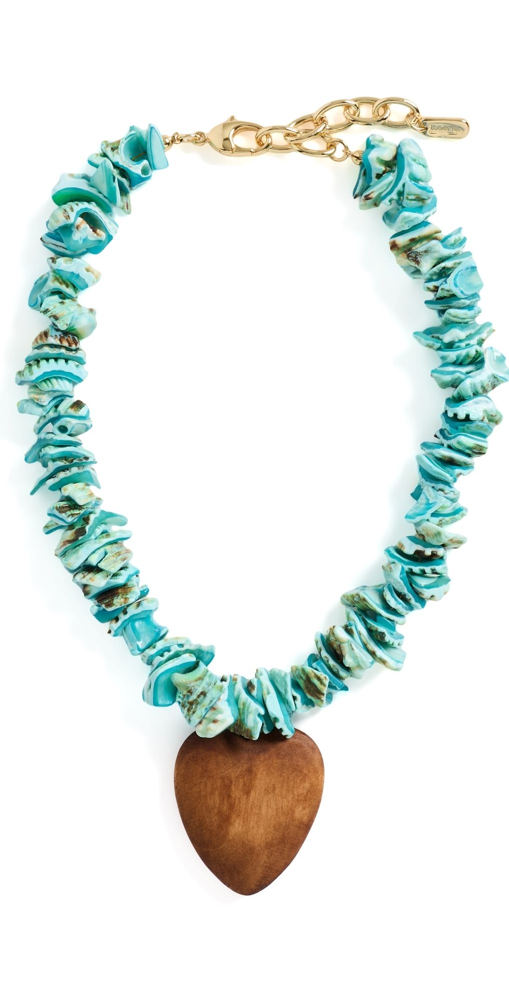 Logan Tay Blue Beaded Wooden Heart Necklace Blue One Size