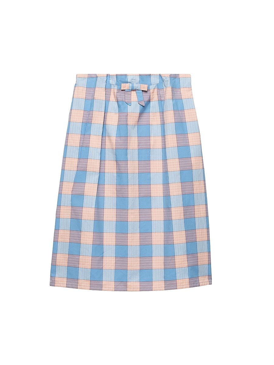 Women's Checked Poplin Midi Skirt - Pink - Size 6