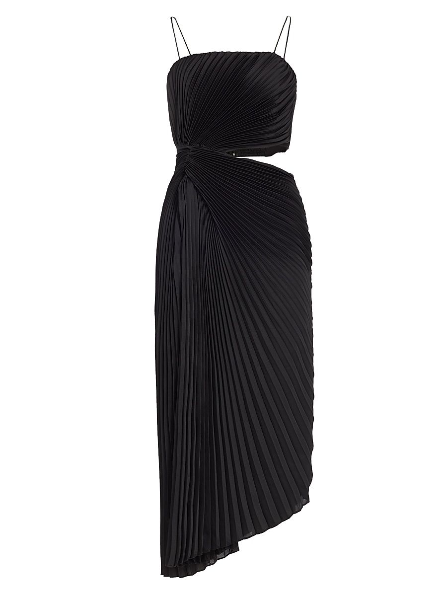 Women's Fayeth Pleated Cut-Out Midi-Dress - Black - Size 10