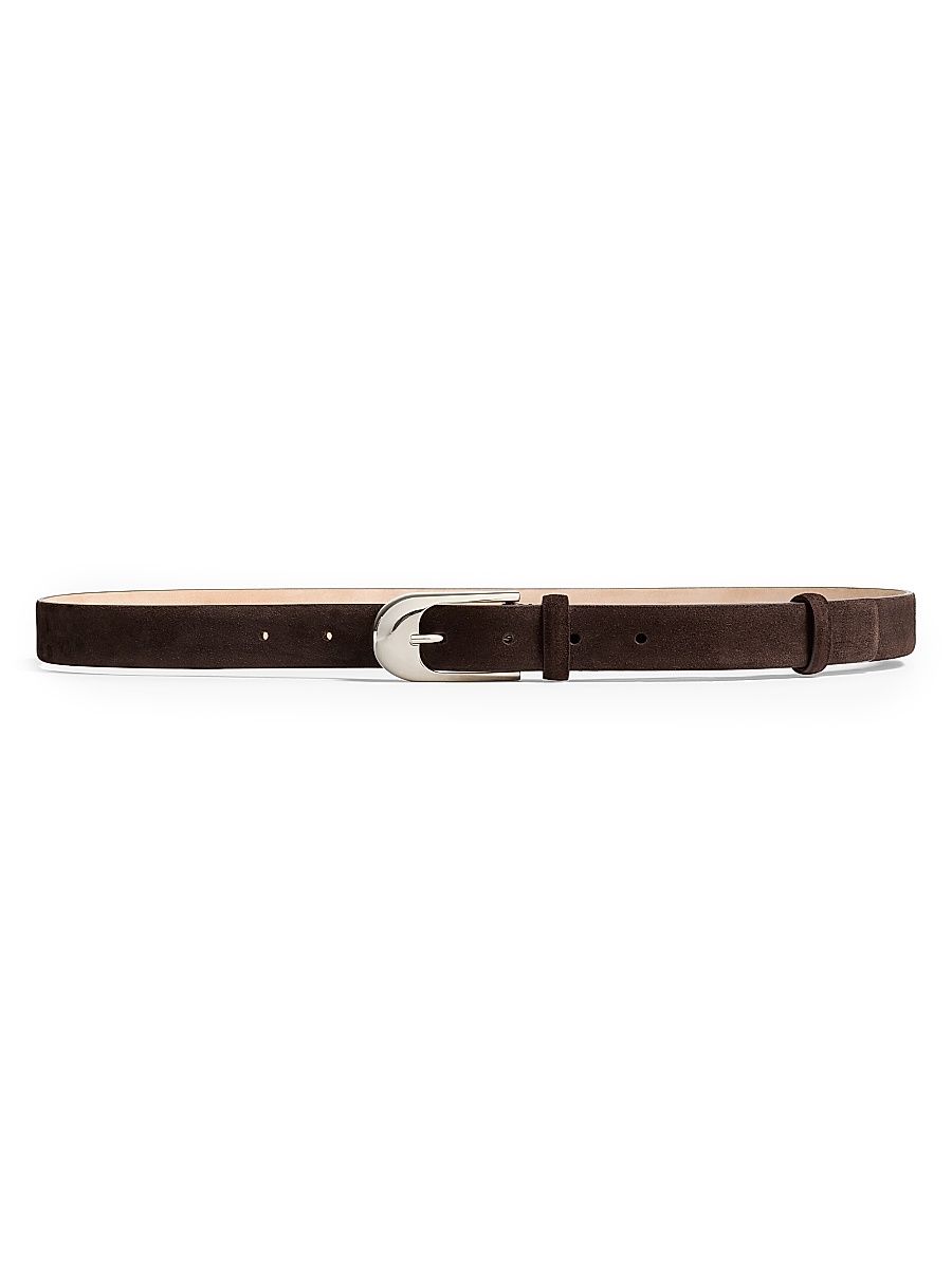 Women's Dome Suede Belt - Dark Brown - Size Medium