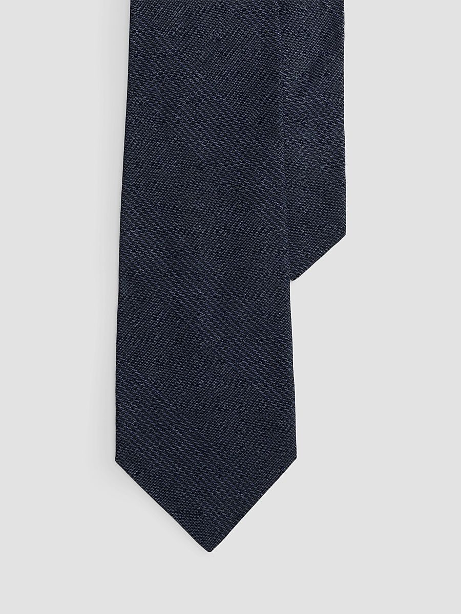 Men's Silk-Linen Glen Checked Tie - Racing Navy