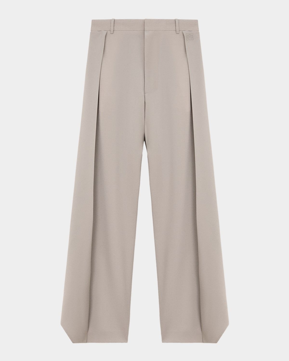 Pleated Wool Wide-Leg Trousers