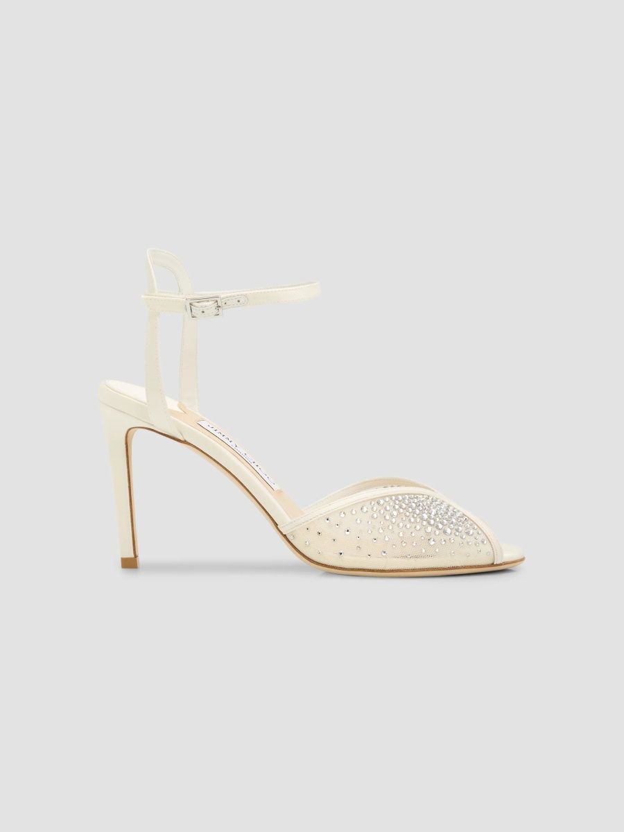 Jimmy Choo Women's Sacora 85MM Dégradé Crystal Mesh Sandals - White Crystal - Size 10.5