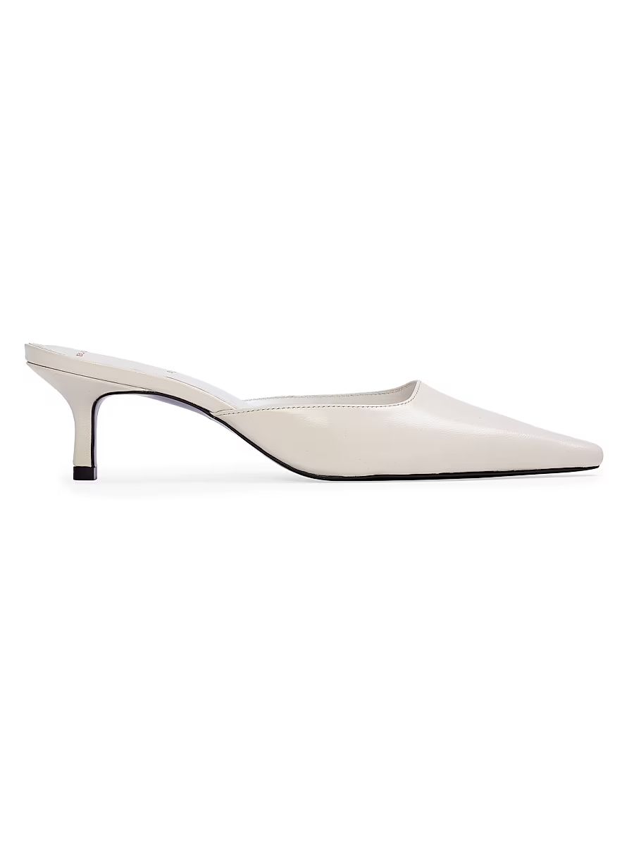 Black Suede Studio Women's Riley 50MM Leather Mules - Coconut Leather - Size 11