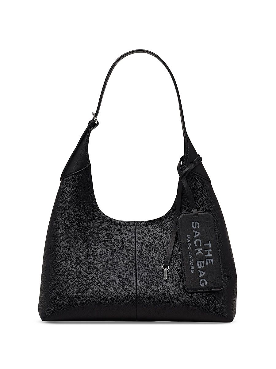 Women's Belted Leather Sack Bag - Black
