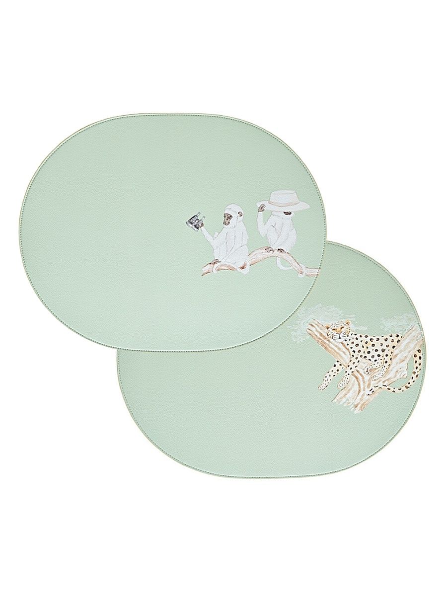 Vintage Safari Reversible Faux Leather Placemat - Green