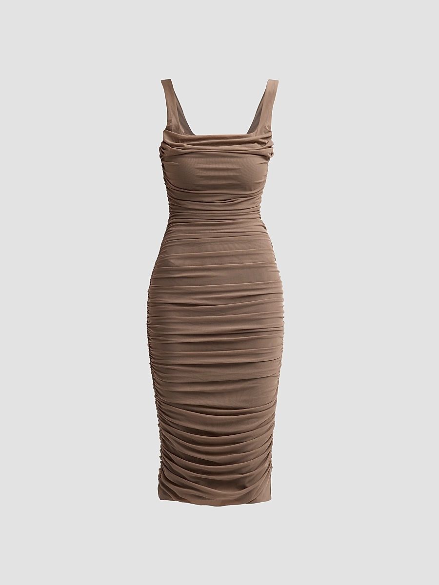 Women's Anya Shirred Midi Dress - Dark Cardamom - Size XXL