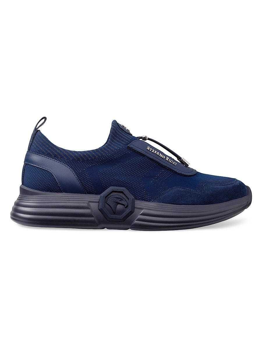 Men's Suede Leather Functional Sneakers - Dark Blue - Size 9