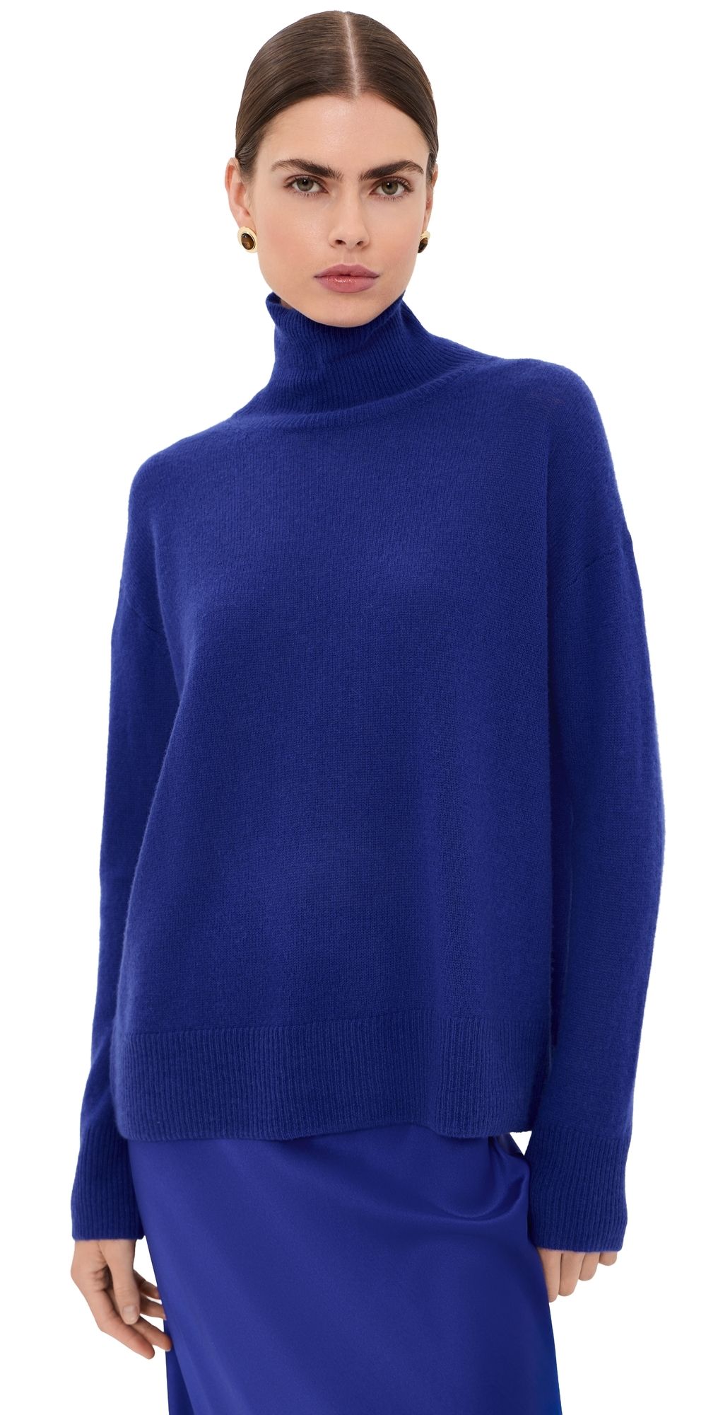Sablyn Filomena Slouchy Cashmere Turtleneck Cobalt Blue S