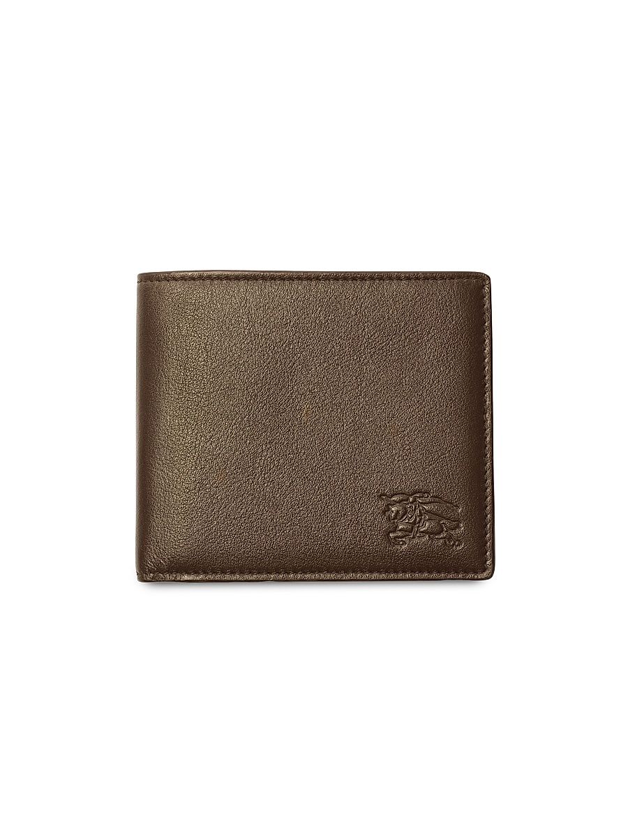 Men's EKD & Check Leather Bifold Wallet - Sand