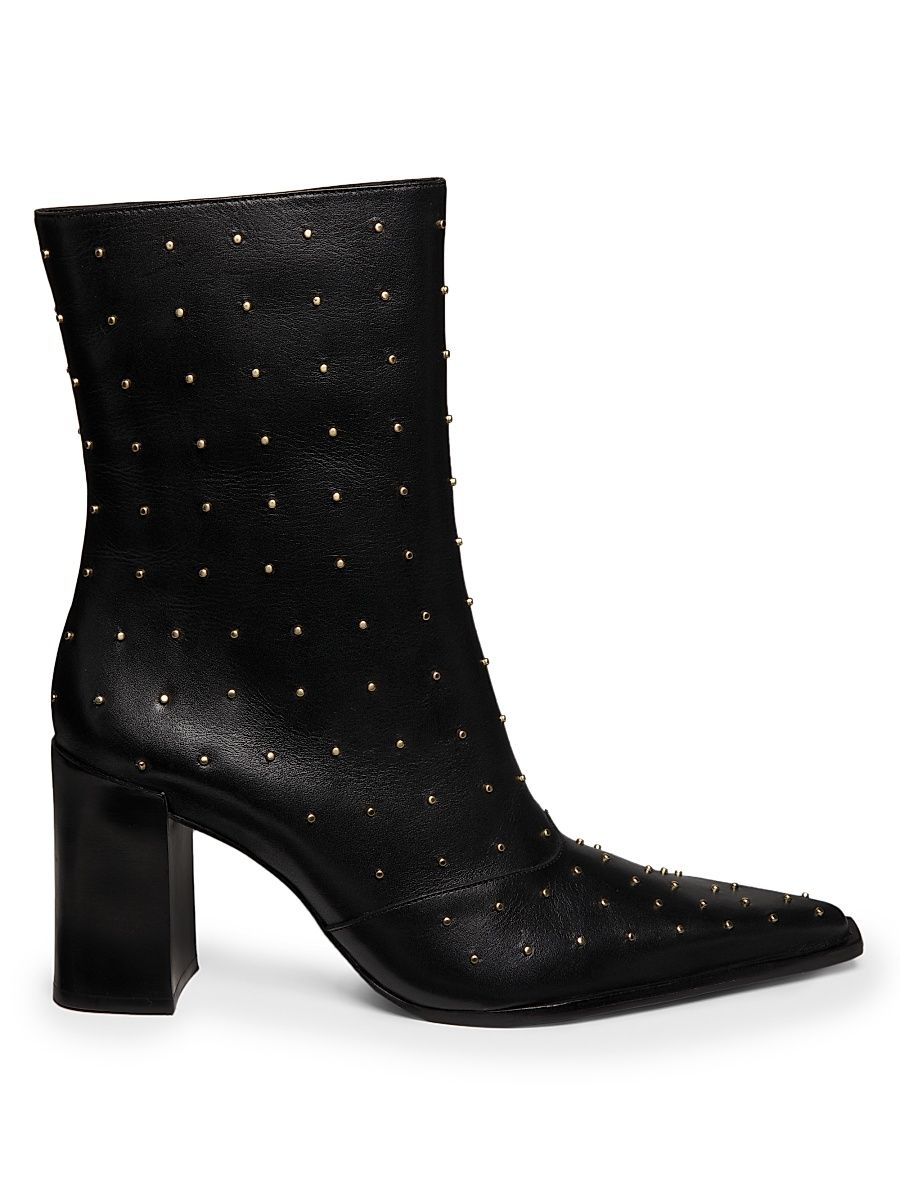 Women's Raffaela 90MM Studded Leather Booties - Black - Size 8