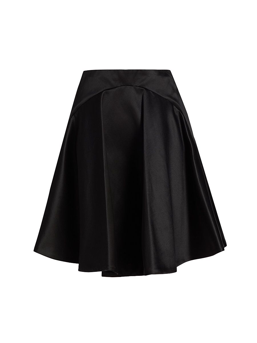 Women's Tipped Hem Cotton-Silk Midi-Skirt - Black - Size 10