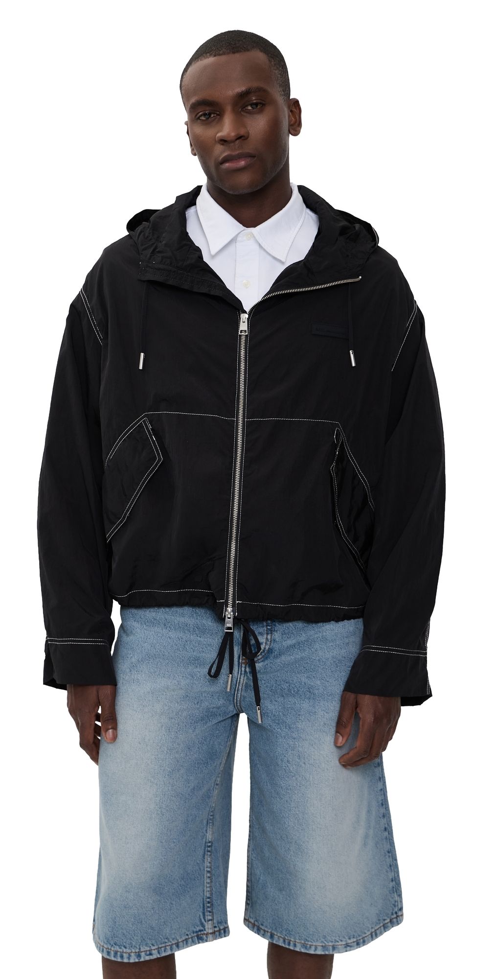 AMI Crinkled Nylon Jacket Noir XL
