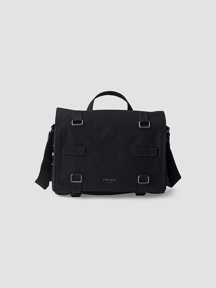 Prada Men's Canvas Shoulder Bag - Black