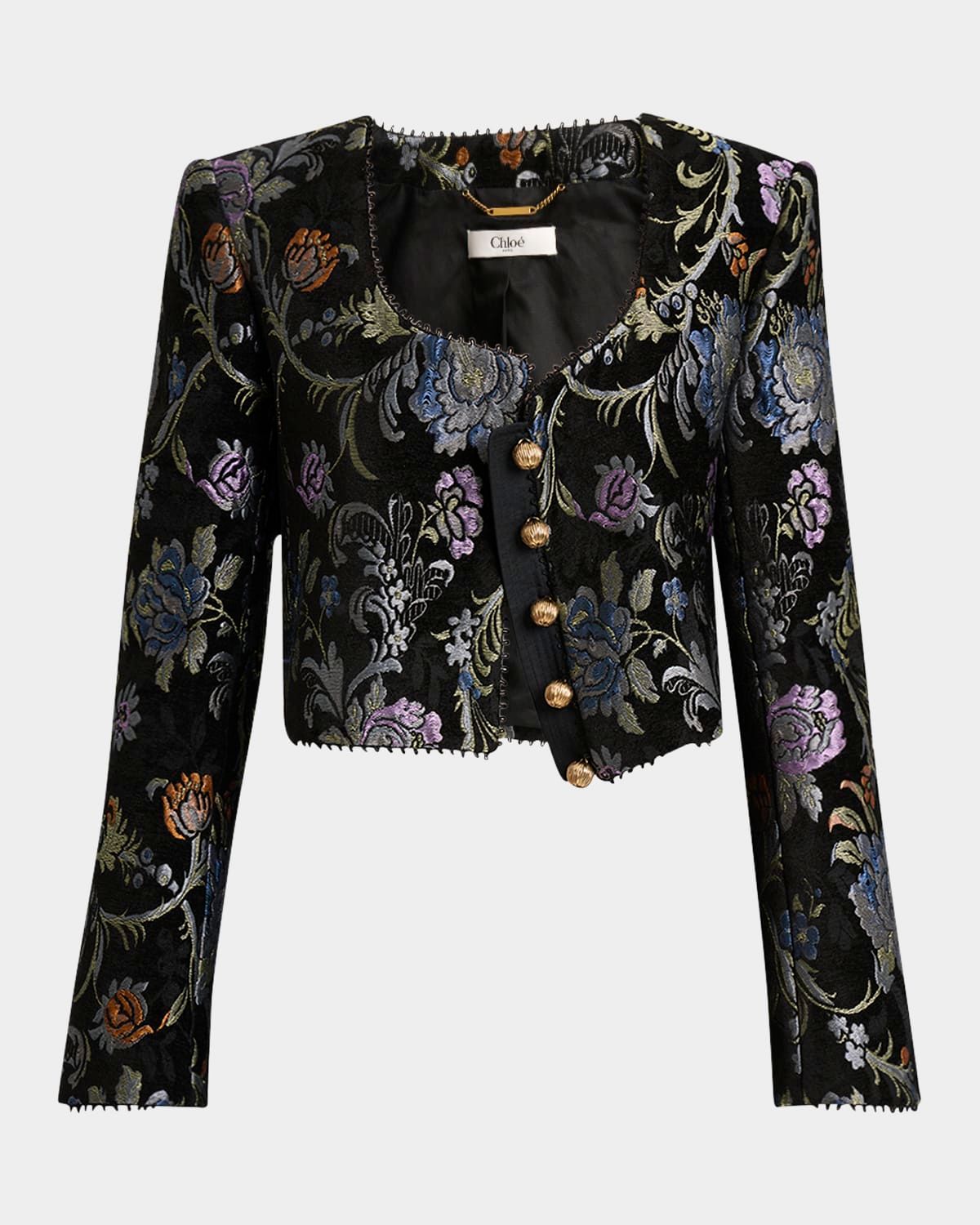 Floral Brocade Crop Jacket