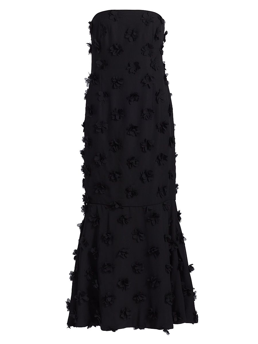 Women's Sidona Floral Appliqué Mermaid Maxi Dress - Black - Size XL