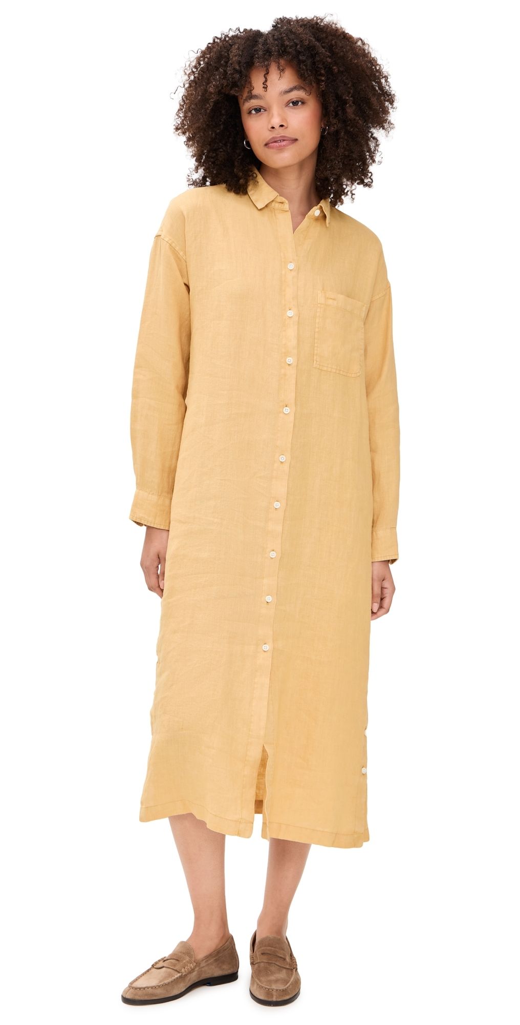 Alex Mill Kerry Shirtdress In Linen Light Sienna L