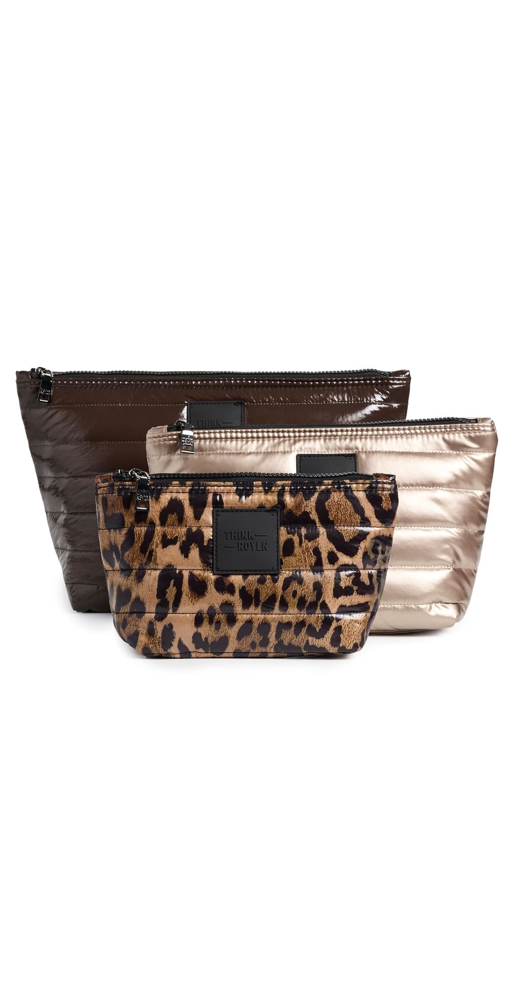 Think Royln Travel Trio Pouches Glossy Chocolate/Pearl Cashmere One Size
