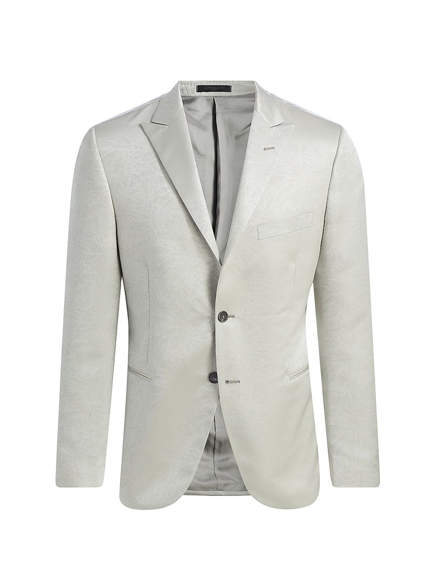 Men's Floral Jacquard Evening Jacket - Sage - Size 48