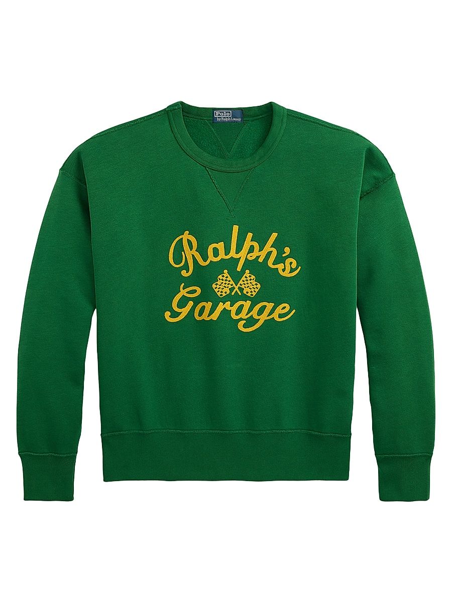 Men's Vintage-Fit Ralph's Garage Crewneck Sweatshirt - Tennis Green - Size XXL