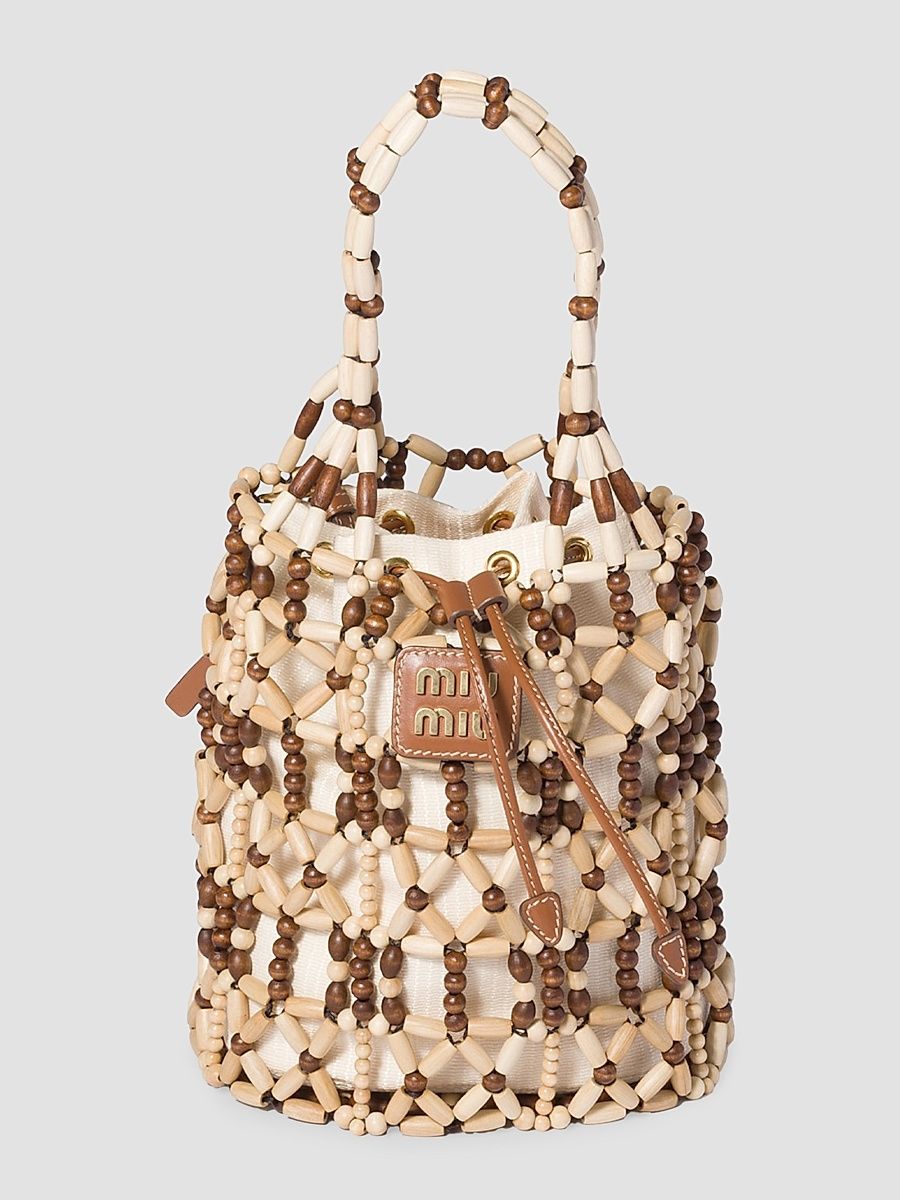 Women's Mesh Bucket Bag - Beige Khaki