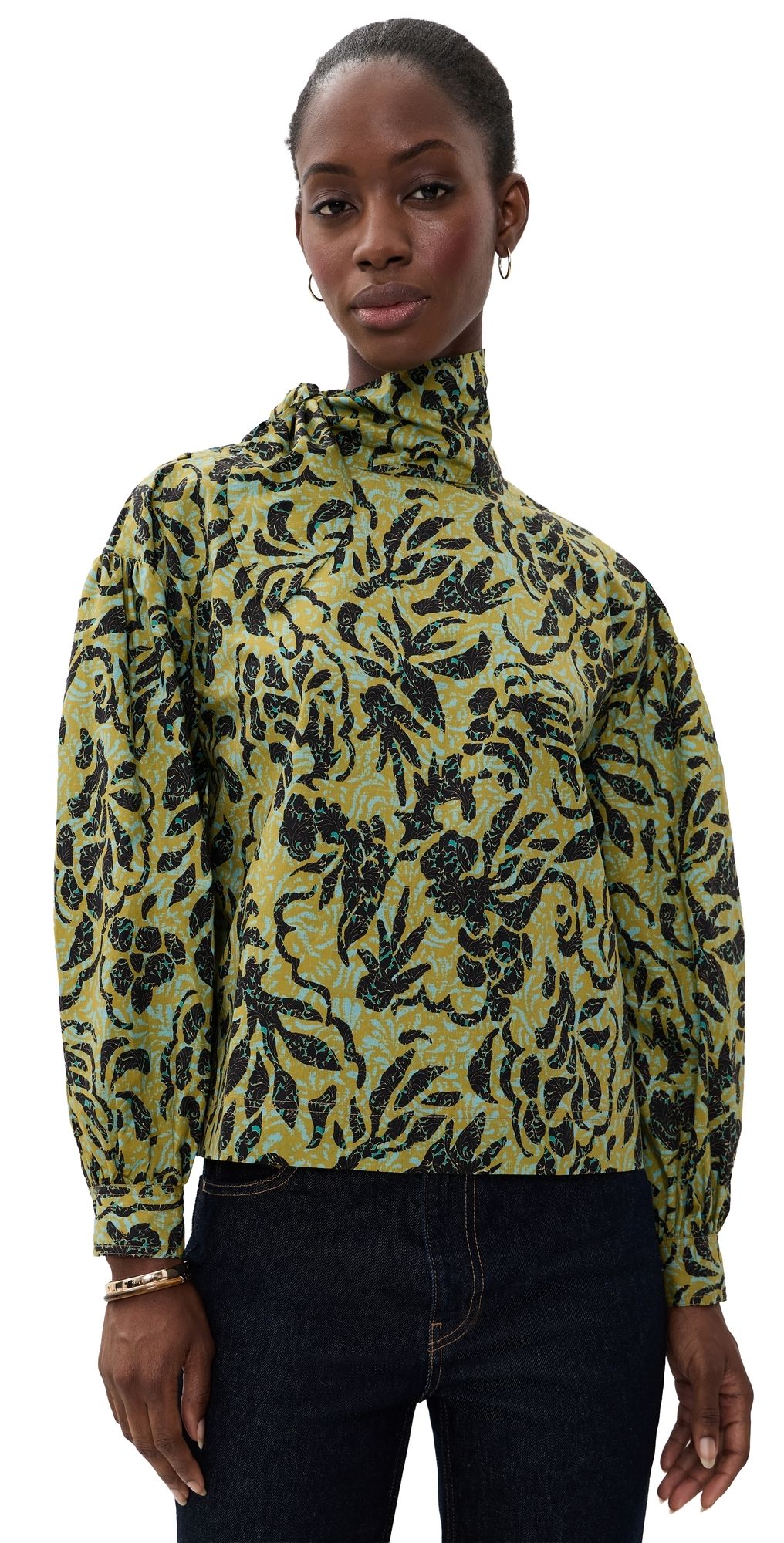 Ulla Johnson Pastel Long Sleeve Cotton Blouse Chartreuse 16