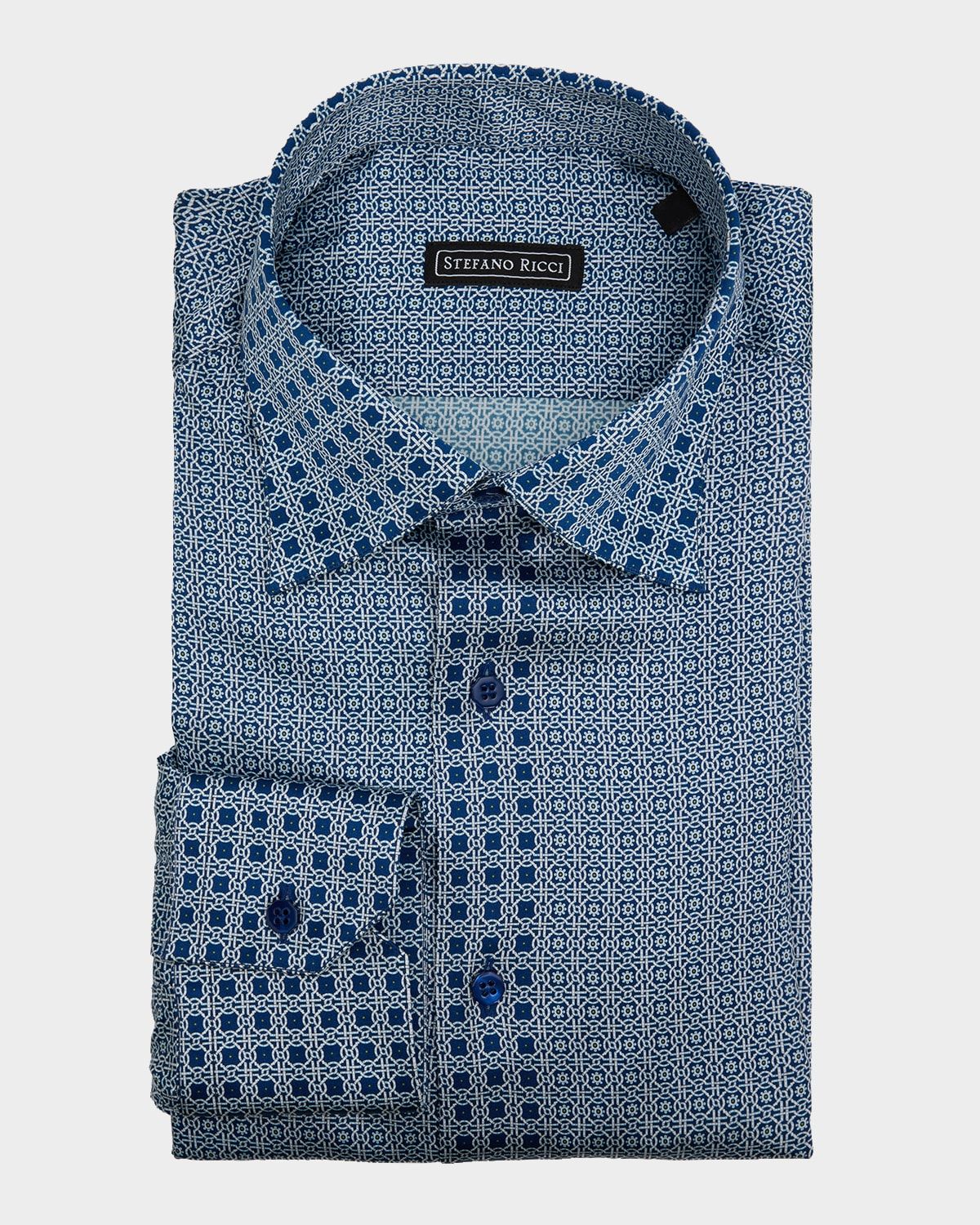 Men & apos;s Geomtric-Print Silk Dress Shirt