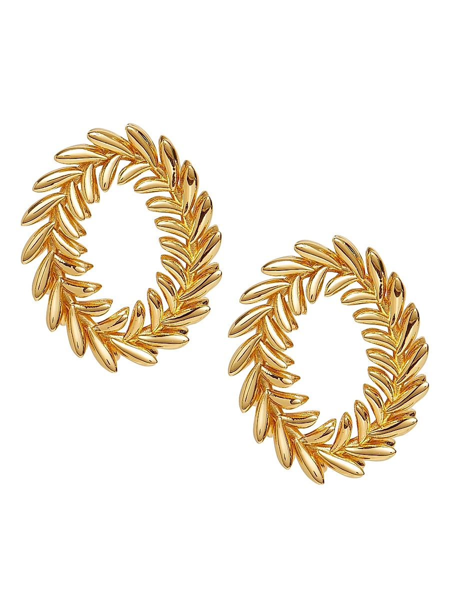 Women's Oval Wreath 14K-Gold-Plated Earrings - Gold
