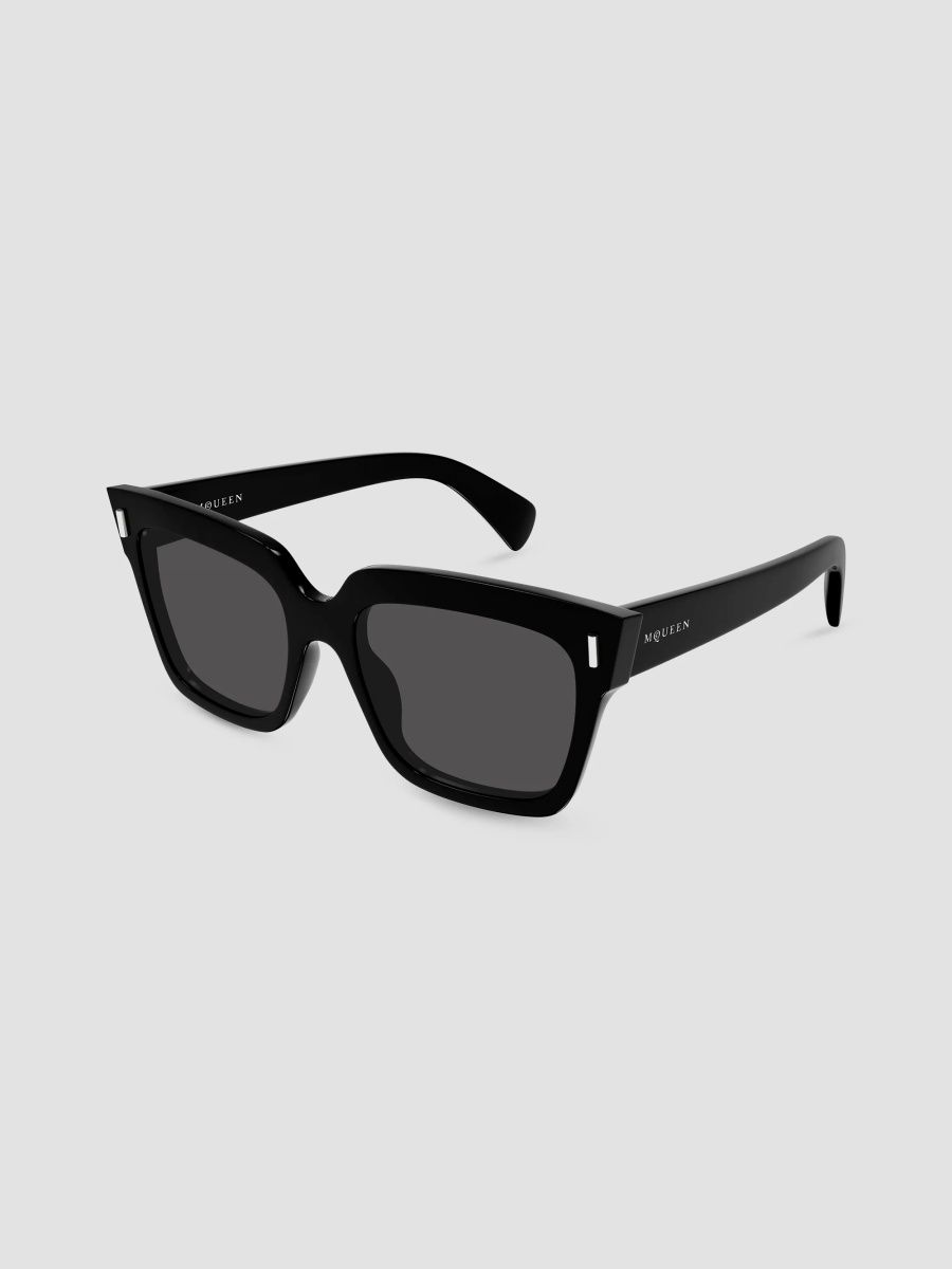 McQueen Women's T-Bar 56MM Rivet Square Sunglasses - Black