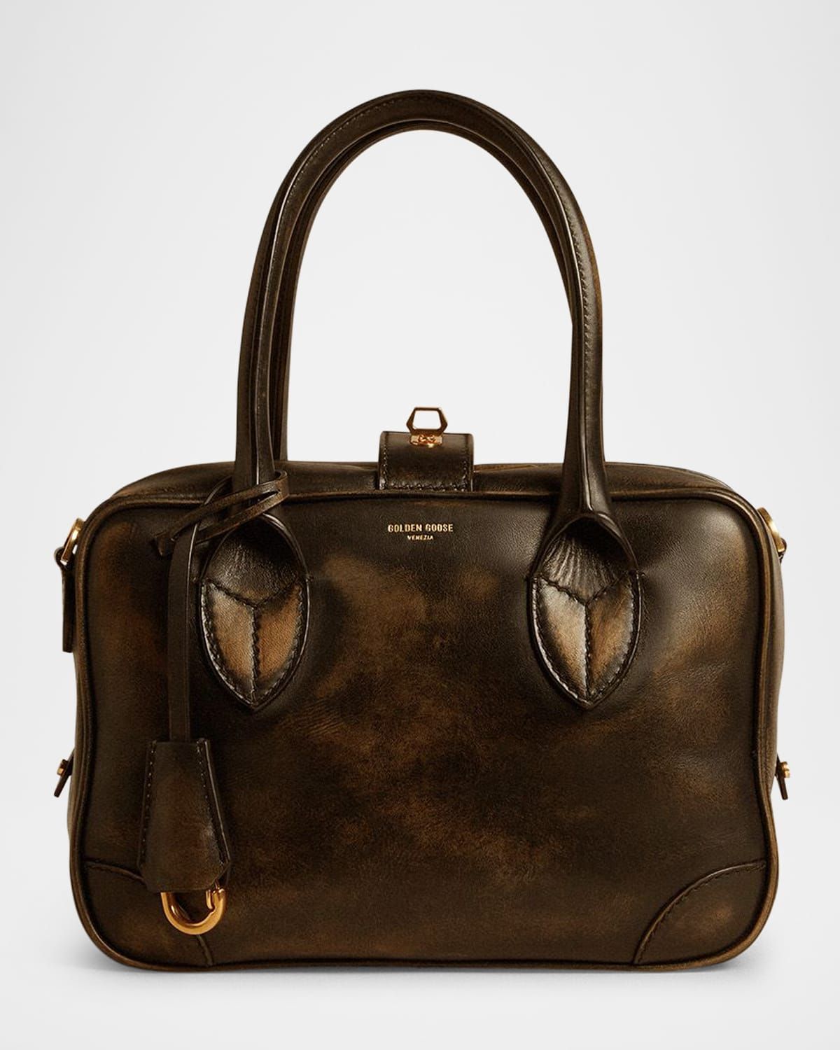 Vita Distressed Leather Top-Handle Bag