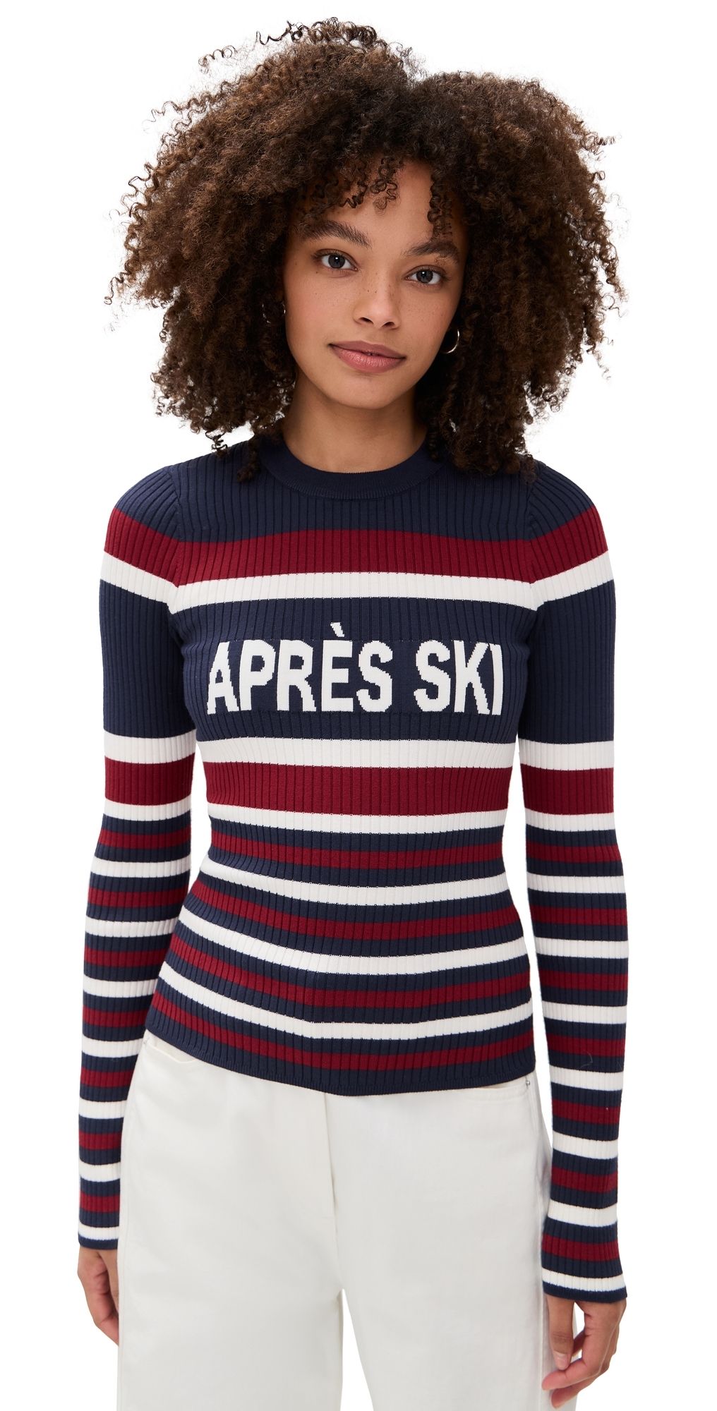 Show Me Your Mumu Slopes Sweater Navy Apres Ski Stripe XS