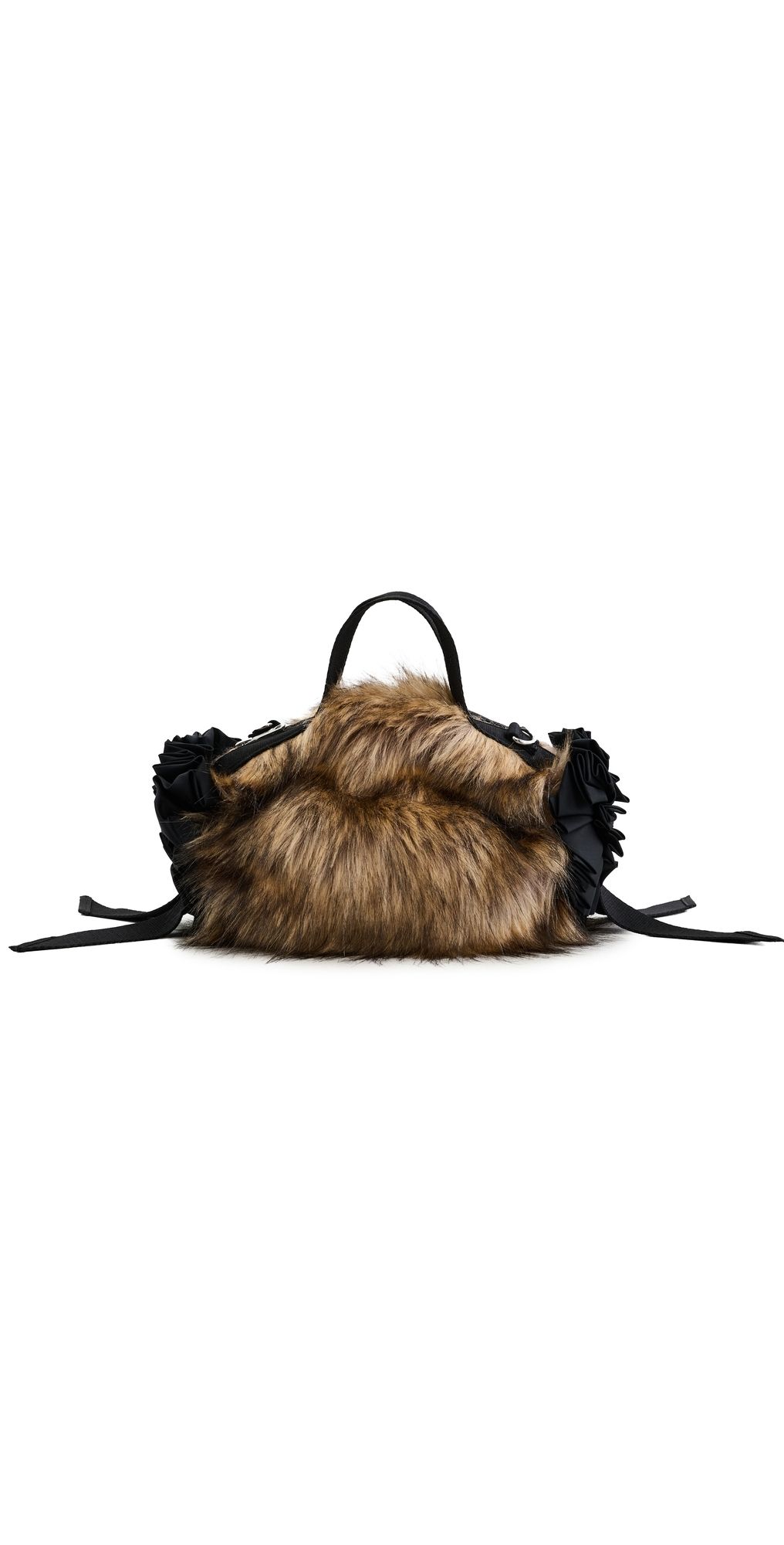 Simone Rocha Mini Faux Fur Double Ribbon Rosette Bag Brown/Black One Size