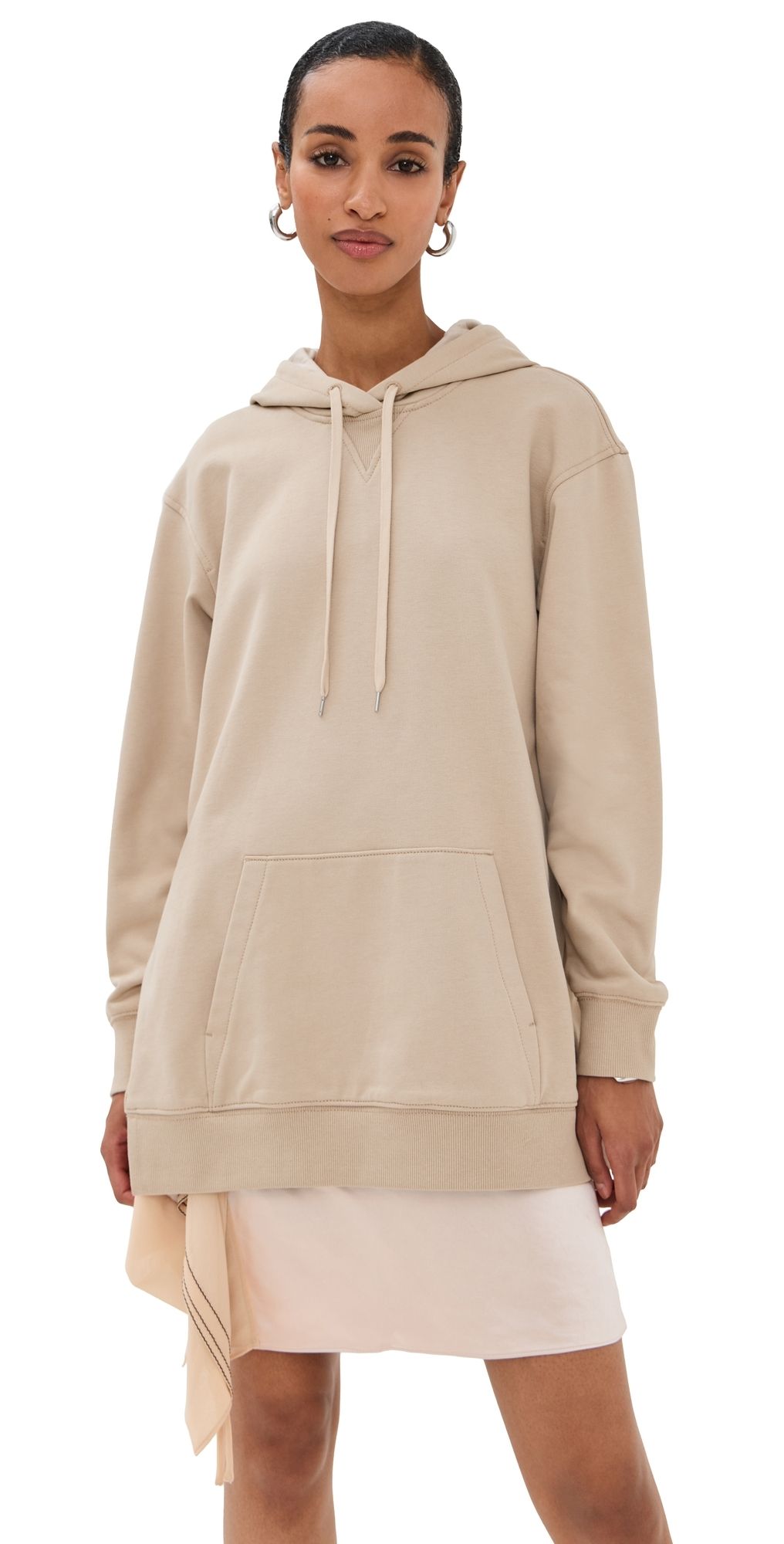 3.1 Phillip Lim Hoodie Combo Dress with Mini Slip Skirt Concrete M