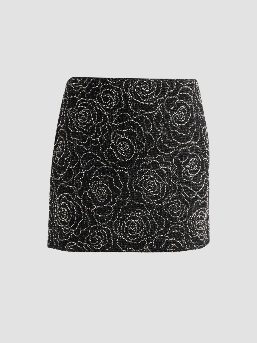 Milly Women's Lizzy Beaded Mini Skirt - Black Silver - Size 12