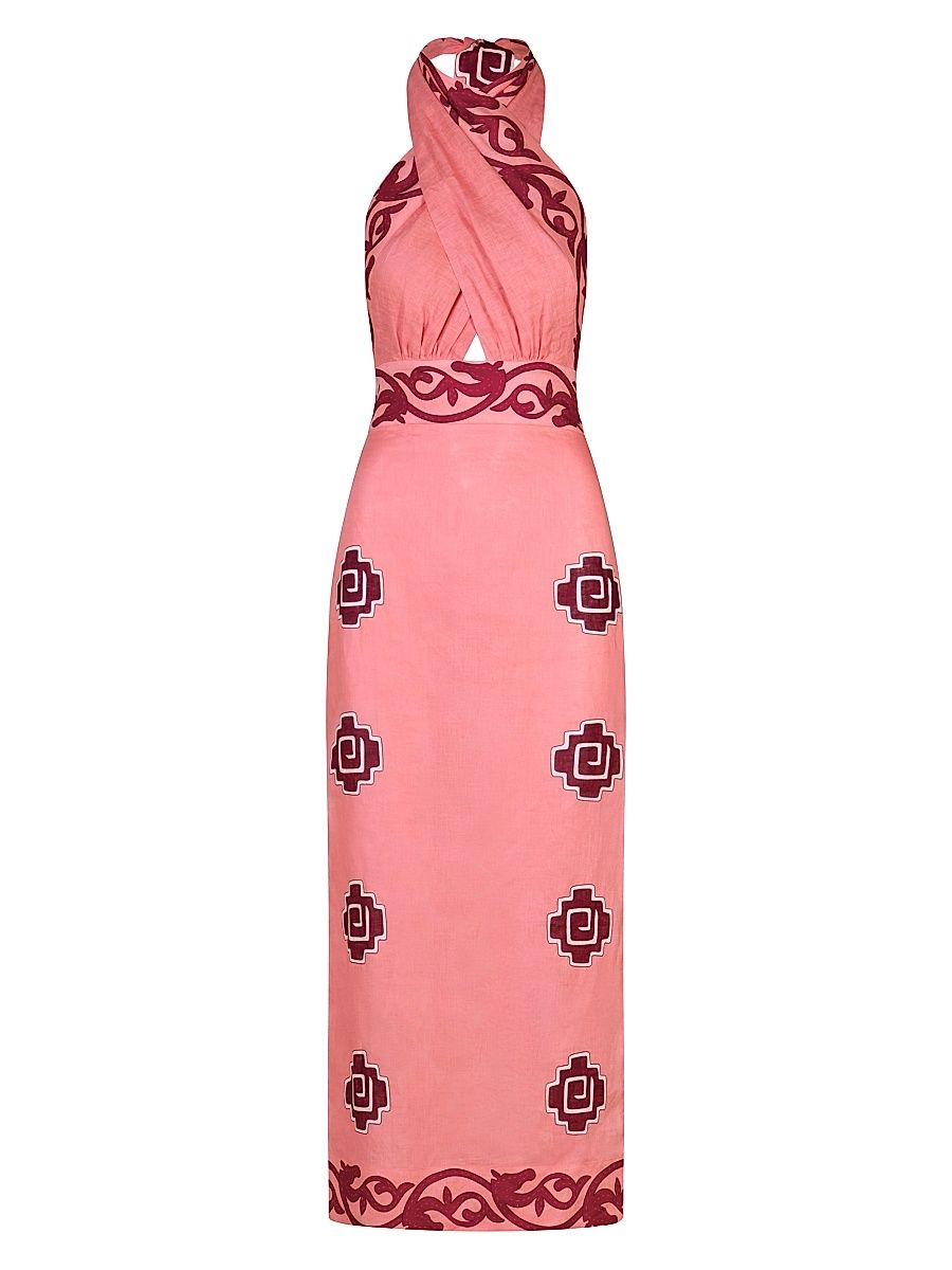 Women's Energetic Patterns Ankle Dress - Pink Wine Red - Size 4