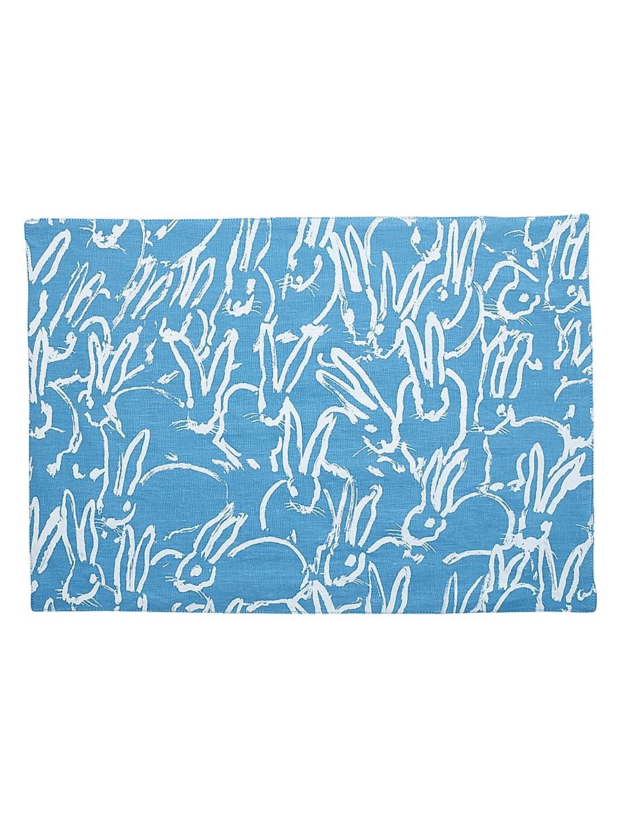 Fluffle Khadi Printed Linen Placemat - Medium Blue