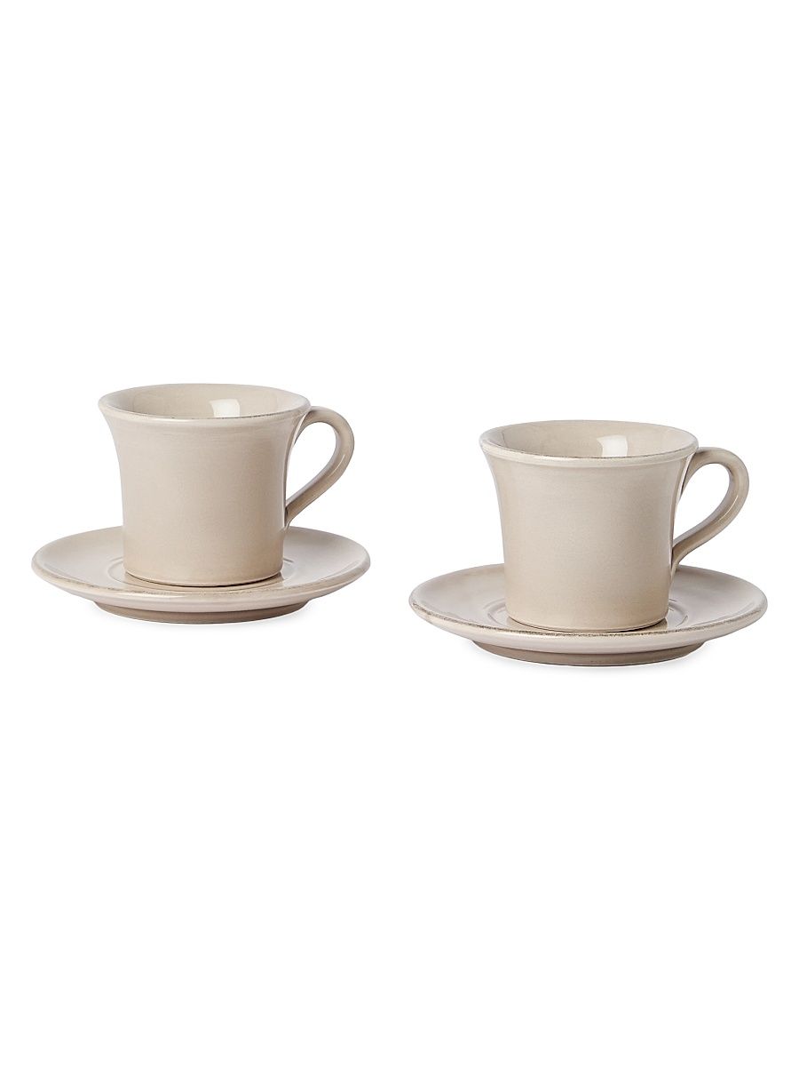 2 Piece Ceramic Tea Cup Set with Saucer - Milk