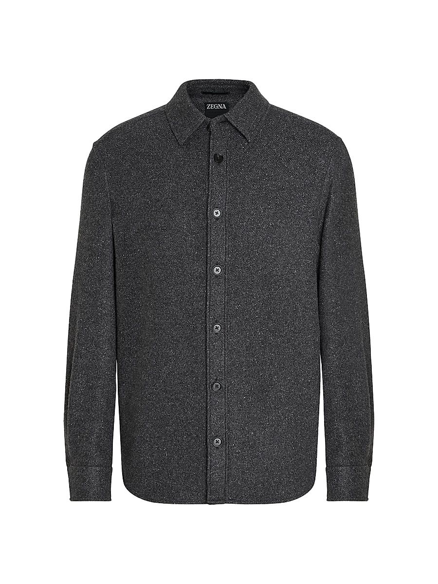 Men's Cashmere and Silk Overshirt - Dark Grey - Size XL