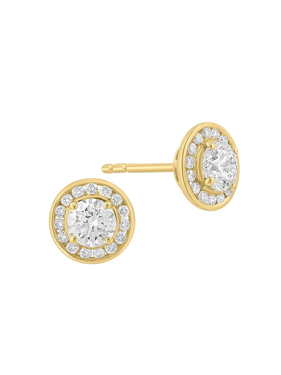 Women's 14K Yellow Gold & 0.95 TCW Diamond Halo Stud Earrings - Yellow Gold